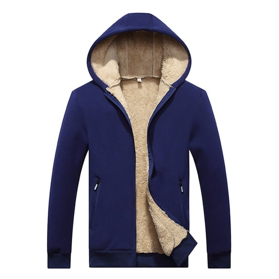 uikmnh Mens Winter Jackets Heavyweight Polar Hooded Jacket Winter Warm Full Zip Up Outerwear Coat for Cold Weather Size:L