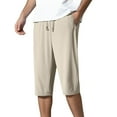 thumbnail image 1 of uikmnh Pants for Men Men's Ice Silk 3/4 Pants Summer Lightweight Loose Fit Casual Sports Shorts Plus Size Comfortable Relaxed Trousers for Men Size:4XL, 1 of 5