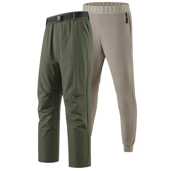 uikmnh Pants for Men Detachable Winter Lined Cargo Pants Outdoor Hiking Ski Warm Softshell Trousers for Men Solid Color Size:L