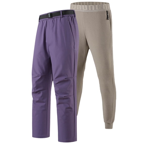 uikmnh Pants for Men Detachable Winter Lined Cargo Pants Outdoor Hiking Ski Warm Softshell Trousers for Men Solid Color Size:S