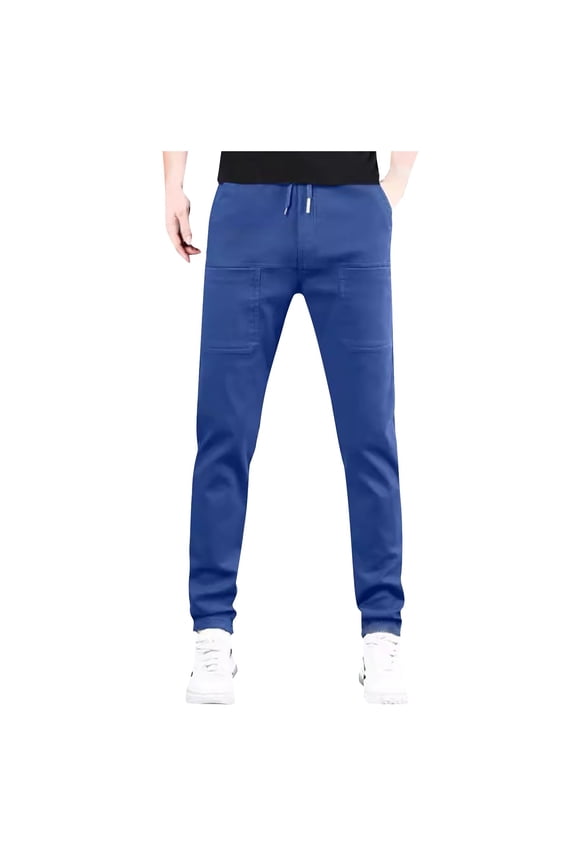 Pants for Men European Solid Color Splicing Pocket Elastic Straight Leg Pants for Men Casual Loose Trend foreign Trade Sports Pants Size:3XL