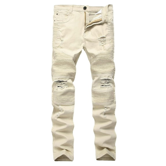 uikmnh Pants for Men Motorcycle Riding Stretch Denim Pants for Men with Slim Tapered Leg and Comfortable Waistband Solid Color Size:3XL