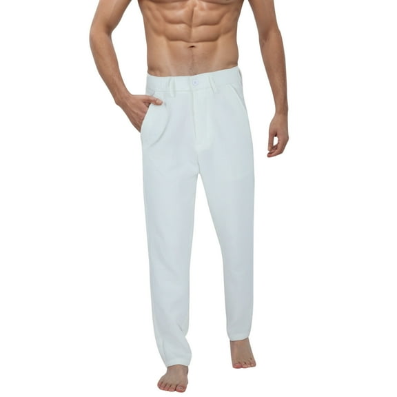 uikmnh Pants for Men's Autumn Winter Casual Slacks Trousers with Pocket Stylish Cropped Denim Pants for Daily Wear Solid Color Size:31