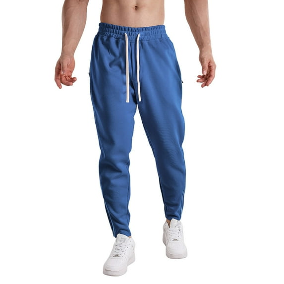 uikmnh Pants for Men's Autumn Winter Slim Fit Ankle Zipper Casual Trousers for Outdoor Sports and Leisure Activities Solid Color Size:L