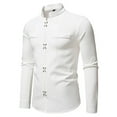 thumbnail image 1 of uikmnh Shirts for Men Long Sleeve Solid Color Dress Shirt for Fall Season Comfortable Business Casual Wear with Classic Fit and Modern Style Size:2XL, 1 of 4