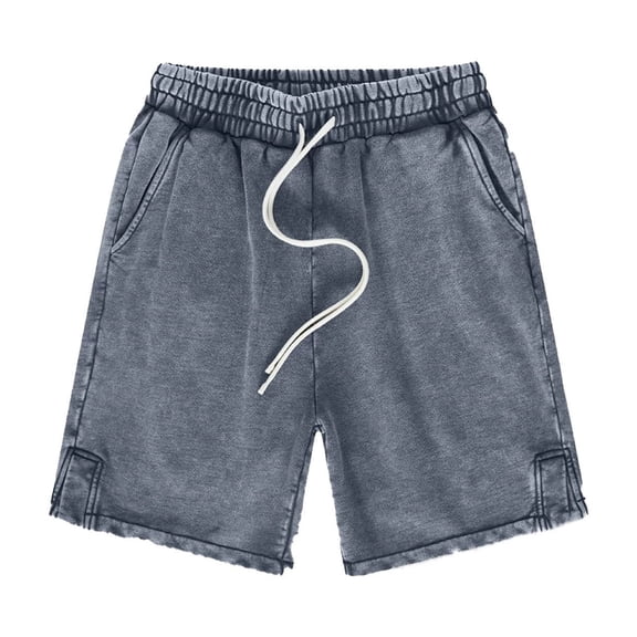 uikmnh Shorts Men 2025 Spring/Summer Vintage Wash Split 350G Heavy Fashion Men's Quarter Shorts Size:2XL