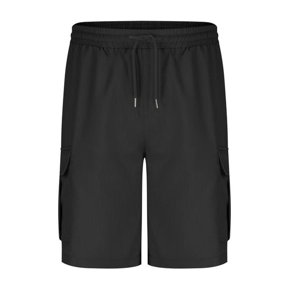 uikmnh Shorts Men Men's Solid Color Drawstring Elastic Waist Cargo Shorts with Pockets Casual Loose Fit Straight Leg 5 Inch Length Pants Size:L