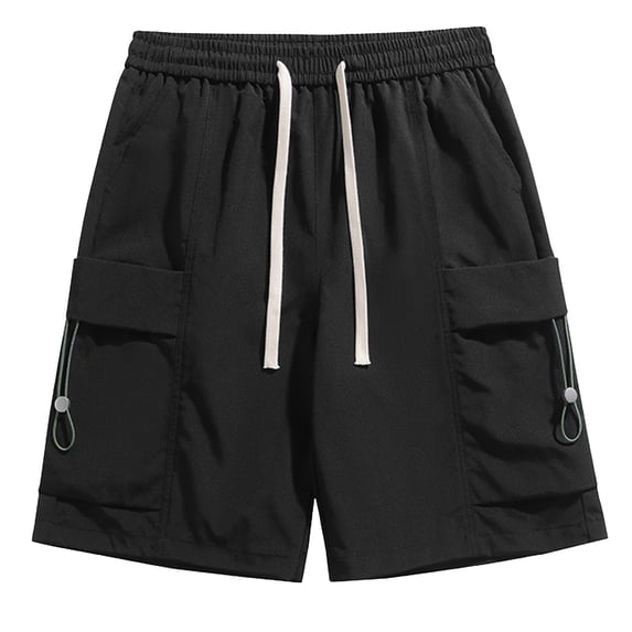 uikmnh Shorts Men Men's Summer Cargo Shorts Solid Color Elastic Waist Drawstring Casual 5 Inch Shorts Size:4XL