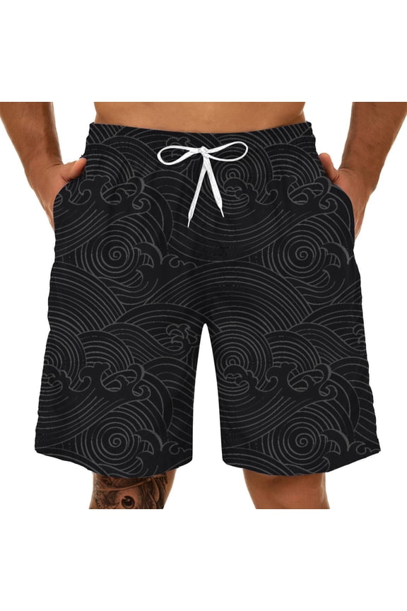 Shorts Men's Summer Leisure Sports Large Size Wave Pattern 3D Fun Print Shorts Size:4XL
