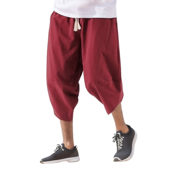 uikmnh Shorts Mens Fashion Casual Simple Solid Color Lumbar Frenum Pants Calf Length Trousers Size:2XL