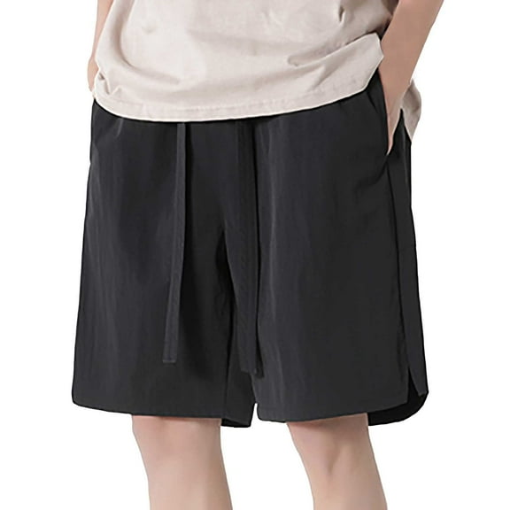 uikmnh Shorts for Men Men's Summer Fashion Solid Color Lace Up Casual Pants Cargo Shorts Quarter Pants Size:3XL