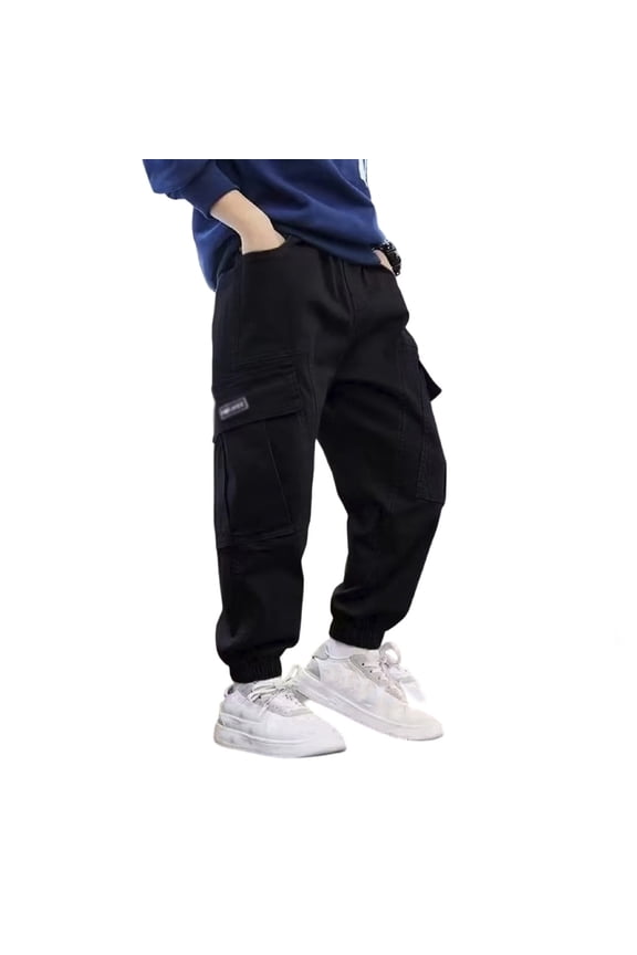 Snow Pants Boys Casual Jogger Pants Warm Lined Cargo Trousers with Adjustable Ankle for Outdoor Play and Daily Wear Comfort Size:13-14Years