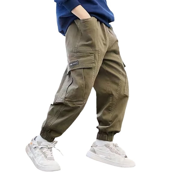 uikmnh Snow Pants Boys Casual Jogger Pants Warm Lined Cargo Trousers with Adjustable Ankle for Outdoor Play and Daily Wear Comfort Size:9-10 Years