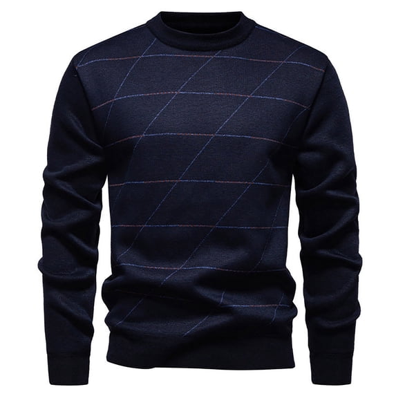 uikmnh Sweaters for Men Men's Solid Color Winter Thermal Sweater Coat Lined Knitted Pullover Top Soft Warm Casual Outerwear for Cold Weather Comfort Size:2XL