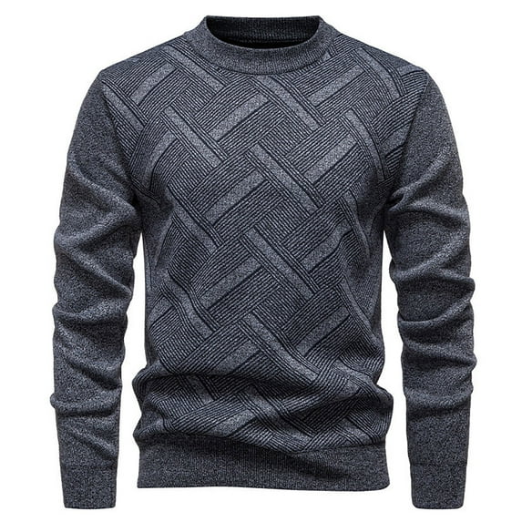 uikmnh Sweaters for Men Men's Solid Color Winter Thermal Sweater Coat Lined Thick Knit Pullover Long Sleeve Shirt Jacket Soft Comfortable Indoor Outdoor Casual Wear Size:L