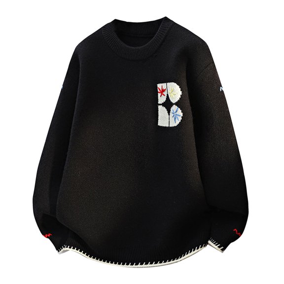 uikmnh Sweaters for Men Solid Color Men's Knit Sweater Coat Fashionable Crewneck Long Sleeve Pullover Soft Comfortable Lightweight Versatile Layering Piece for Casual Daily Wear Size:M