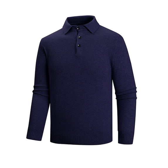uikmnh Sweaters for Men Autumn and Winter Men's Solid Color Slim Lapel Casual Bottoming Sweater Size:XL