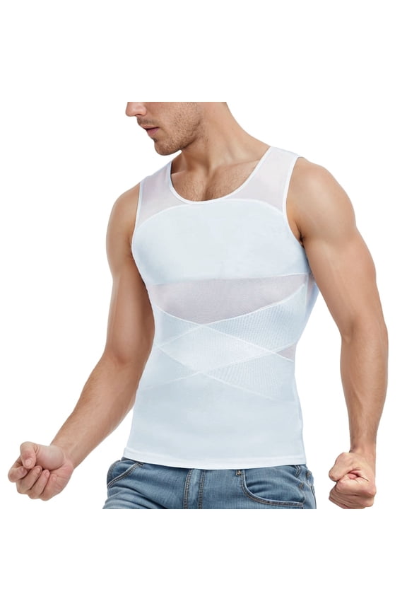 Tank Tops Men Male Vest Mesh Breathable Waist Lift Back Belly Belly Fitness Training Shapewear Top Size:4XL