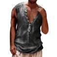 thumbnail image 1 of uikmnh Tank Tops Men Mens Summer Fashion Casual Buckle 3D Digital Printing Sleeveless T Shirt Vest Jacket Top Blouse Size:L, 1 of 4