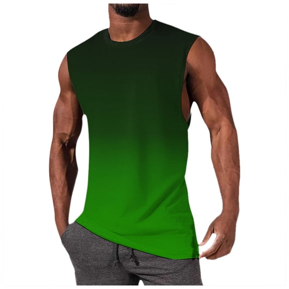 uikmnh Tank Tops Men,Mens Summer Simple Gradient Top with Shoulder and Back Heart Sleeveless Top,Mens Tank Top(Color:Green,Size:2XL)