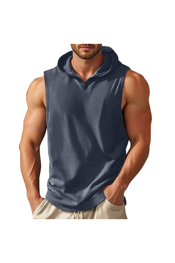 Tank Tops Men Slim Fit Sleeveless Hooded Tank Top for Athletic Training and Casual Summer Wear Size:M