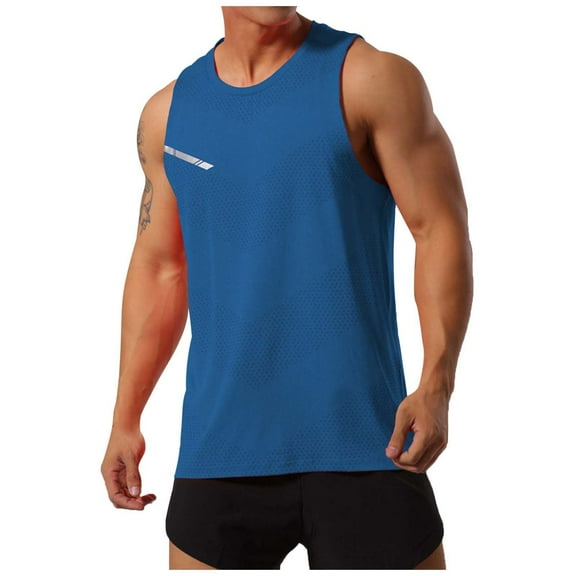 uikmnh Tank Tops Men Summer Athletic Tank Top for Outdoor Sports Fitness Running Breathable Loose Fit Sleeveless Crew Neck Vest Size:M