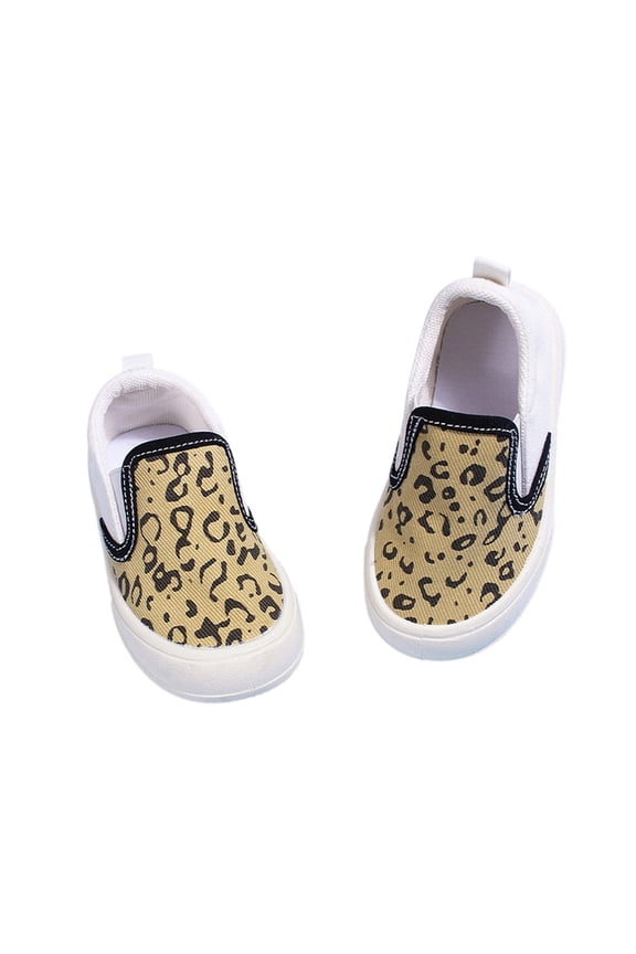 uikmnh Toddler Leopard Print Slip-On Sneakers Casual No-Tie Shoes Size:3-3.5 Years