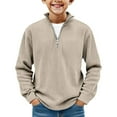 thumbnail image 1 of uikmnh Tops for Teens Boys Corduroy Quarter Zip Pullover Sweater Long Sleeve Collared Ribbed Casual Fall Fashion Top Size:7-8 Years, 1 of 6