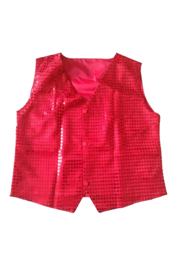 Tops for Boys Sequin Vest Performance Modern Dance Recital Outfit Stage Show Wear for Children Party Celebration Size:9-10 Years
