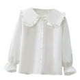 thumbnail image 1 of uikmnh Tops for Teens Elegant Girls Long Sleeve Party Blouse Ruffled Button Down Shirt for School Size:15-16 Years, 1 of 3