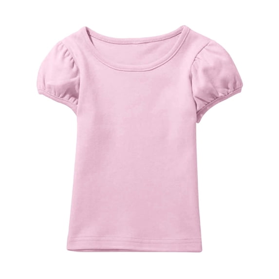 uikmnh Tops for Teens Girls Soft Puff Sleeve Tee Short Sleeve Casual Comfortable Top for Toddler Kids Blouse Size:13-14 Years