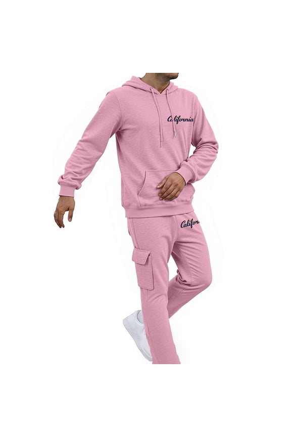 Two Piece Outfits Solid Color Men's Casual Suit Set Comfortable Relaxed Fit Daily Wear for Spring Autumn Winter Outdoor Activities Size:S