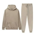thumbnail image 1 of uikmnh Two Piece Set Solid Color Mens Fashion Casual Color Matching Hooded Pocket Lace Up Pullover Sweater Pants Set Suits Size:M, 1 of 4