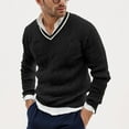 thumbnail image 1 of uikmnh V Neck Sweater Mens Fashion Slim Long Sleeved Knitted Tops, 1 of 3
