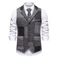 thumbnail image 1 of uikmnh Vests for Men Classic Lapel Retro Patchwork Houndstooth Vest for Men's Stylish Outerwear Wardrobe Size:L, 1 of 8