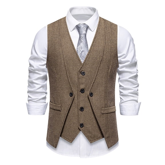 uikmnh Vests for Men Double Layer formal Style Vest for Men Modern Fashion Outerwear for Business Casual and Event Attire Size:L