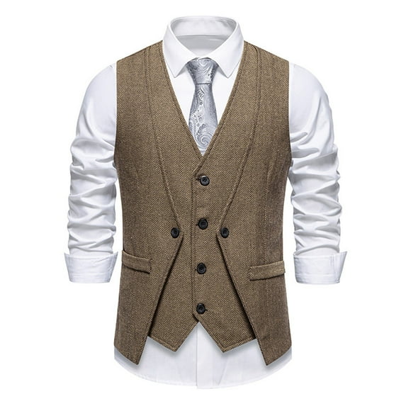 uikmnh Vests for Men Double Layer formal Style Vest for Men Modern Fashion Outerwear for Business Casual and Event Attire Size:L