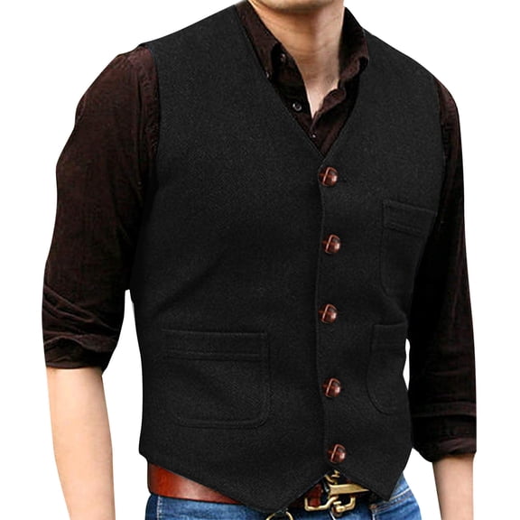 uikmnh Vests for Men Elegant Men's formal Suit Vest for Wedding and Dress Occasions Tailored Groom Size:S