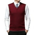 thumbnail image 1 of uikmnh Fall Sweater Mens Fashion Casual Jacquard V Neck Jacquard Bottomed Plaid Shirt Sleeveless Sweater Vest, 1 of 5