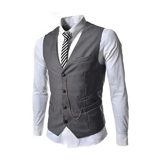 uikmnh Vests for Men Men's Metal Chain Slim Fit Business Casual Vest Outerwear for Modern Style Size:S