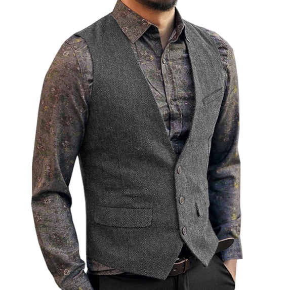 uikmnh Vests for Men Men's formal V-Neck Slim Fit Vest with Adjustable Straps for Business and Evening Attire Size:M