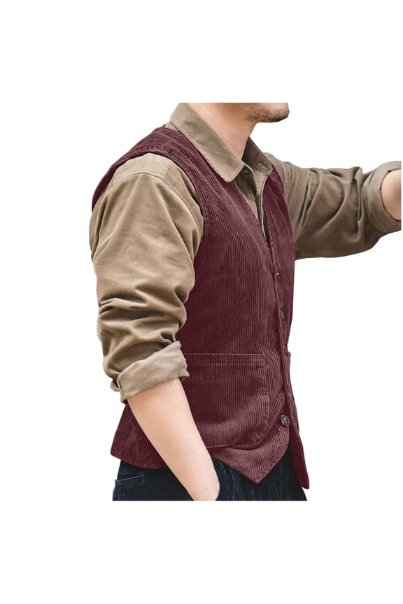 Vests for Men's Corduroy Vest Classic British Retro Style Smart Casual Outerwear for Everyday Business and Daily Wear Size:M