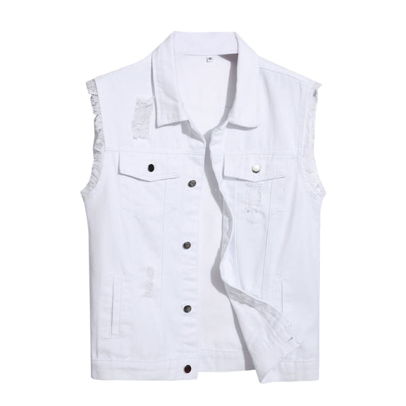 uikmnh Vests for Men's Denim Vest Sleeveless Jacket Slim Fit Deformation Style Work Wear Wind Cool Handsome Versatile Outerwear Size:L