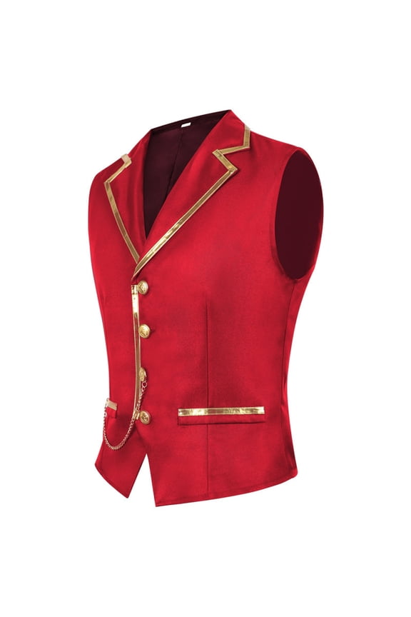 Vests for Mens British Style Double Gold Edge Trim formal Suit Vest for Wedding and Business Events Size:S