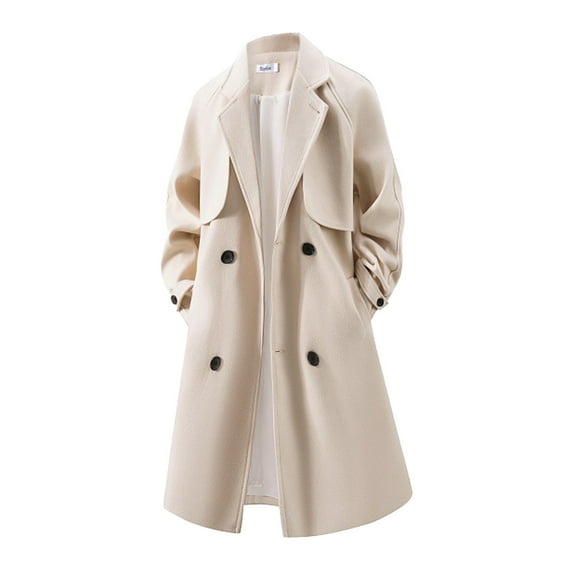 uikmnh Winter Coats for Men Double Woolen Overcoat Casual Long Jacket Loose Fit Coat for Everyday Wear Size:5XL