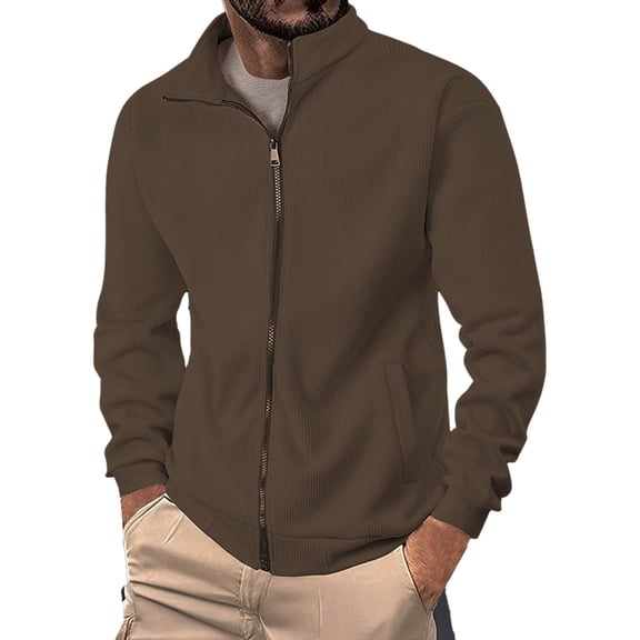 uikmnh Winter Coats for Men Men's Fashion Corduroy Solid Color Coat Casual Jacket Size:XL