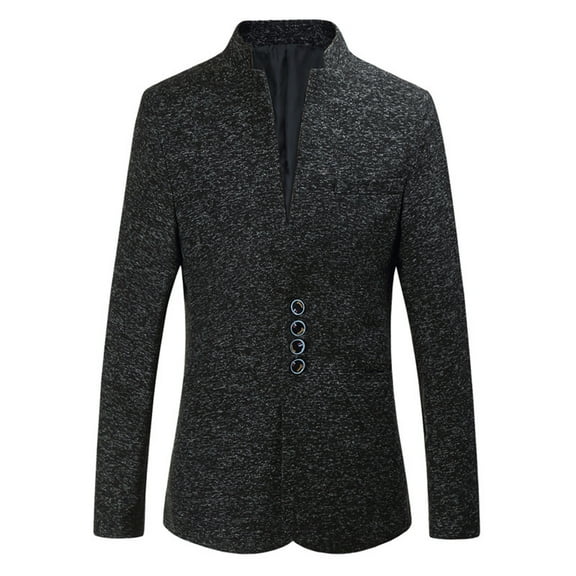 uikmnh Winter Coats for Men Men's and Winter Multi Button Slim Standing Collar Suit Fashion Casual Suit Jacket Size:M
