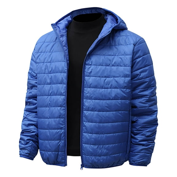 uikmnh Winter Jackets for Men Men'S Light Jacket Hooded Casual Short Winter Jacket Solid Color Hooded Zipper Warm Jacket Size:2XL
