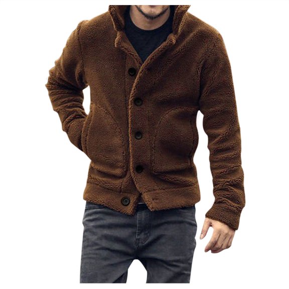 uikmnh Winter Jackets for Men's Casual Slim Solid Jacket Coat Woollen Pocket Coat Size:L