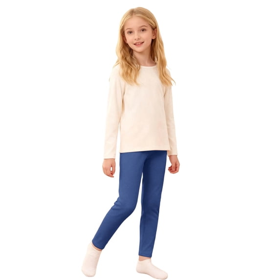 uikmnh Winter Lined Thermal Leggings for Girls Soft Stretchy Base Layer Pants Toddler to Big Kids Color:Navy,Size:9-10 Years